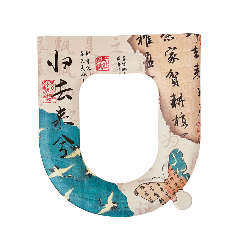 Cojín de inodoro anti-viento nacional de cuatro estaciones de espuma EVA suave impresión de lavado de agua grande anillo de inodoro