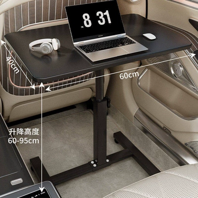 suitable for the front and rear seats, Car table board - black-6040-without-rails-black-frame-adjustable-height-suitable-for-small-cars