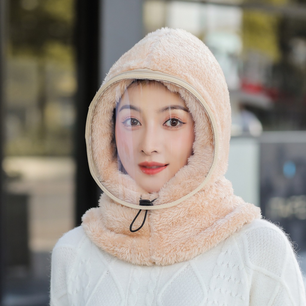 2021 Korean Style Women's New Winter Anti-cold Hat Velvet Thickened Anti-fog Lei Feng Hat Travel Cycling Anti-wind Hat