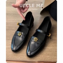 羊皮版~真皮复古山茶花玛丽珍女鞋春秋英伦风小皮鞋法式粗跟单鞋