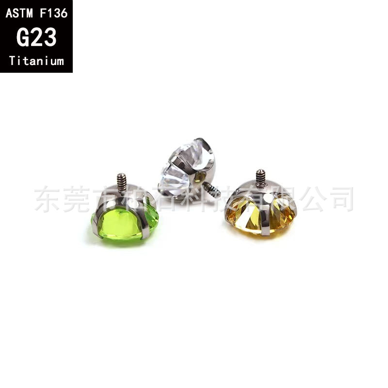 ASTM F136 Titanium 5A Zircon Bowl Bottom Curved Bottom Earrings G23 Titanium Huazi Ear Bone Nail Lip Nail Body Piercing Earrings detail image 8