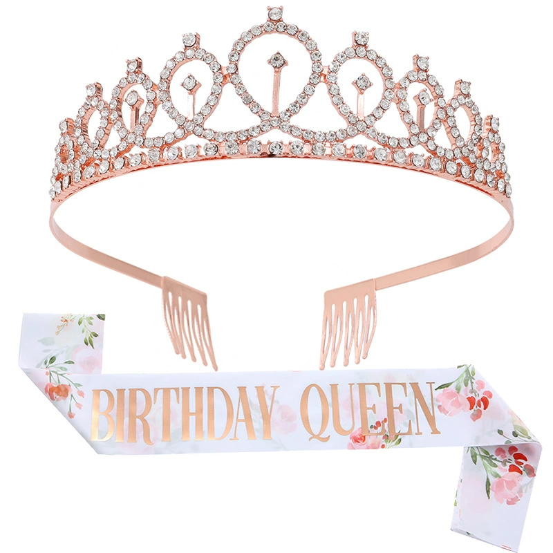 Новая печатная лента с надписью BIRTHDAY GIRL QUEEN, плечевой ремешок, праздничный пояс, корона для девушки на день рождения