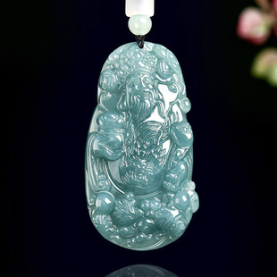 Authentic Natural A-Grade Jadeite Blue Water Fortune Pendant Good Luck Wealth Ice Jade Men and Women Pendant Jadeite