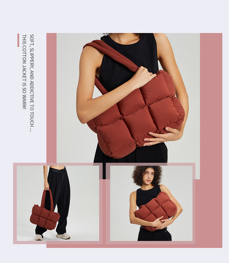 Nuovo sacco a pelo in cotone imbottito morbido, grande capacità, leggero, in cotone, borsa tote in cotone alla moda, semplice e femminile_voghion.com