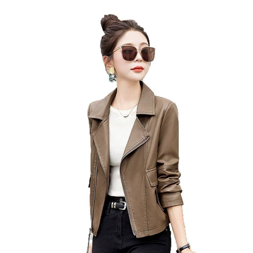 Короткая осенняя куртка из PU-кожи для тинейджеров - повседневный Slim Fit, актуальный сезонный стиль на каждый день