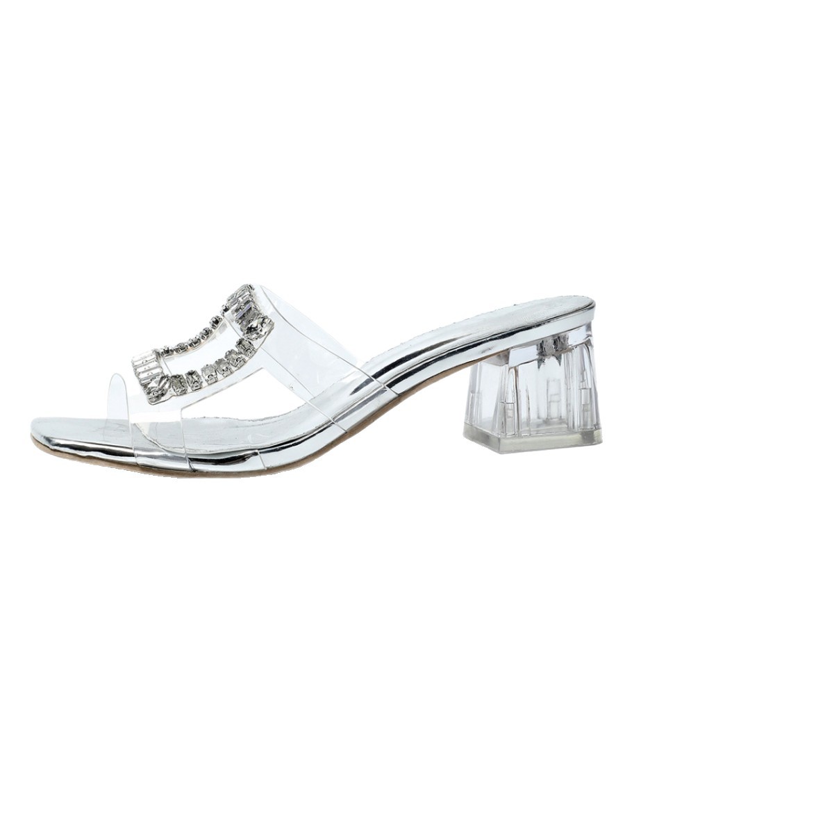 2025 Summer New High-Heeled Shoes For Women With Transparent Crystal Heels, Casual Daily Style Chunky Heel Sandals_vogvips.com