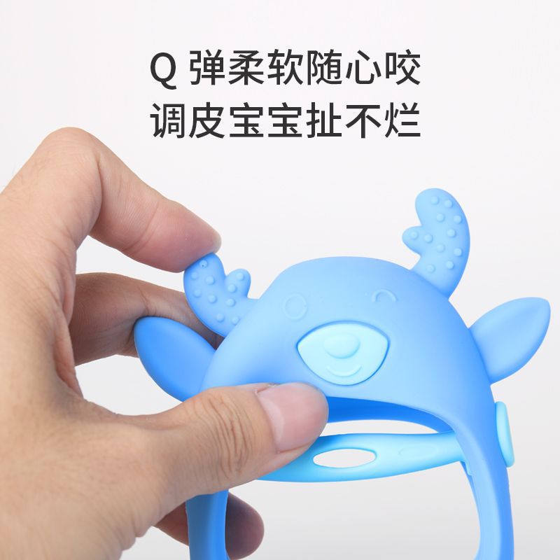 Hand-gripping teether baby anti-eating hand food-grade silicone soothing chewing gum baby teething toy can be boiled molar stick