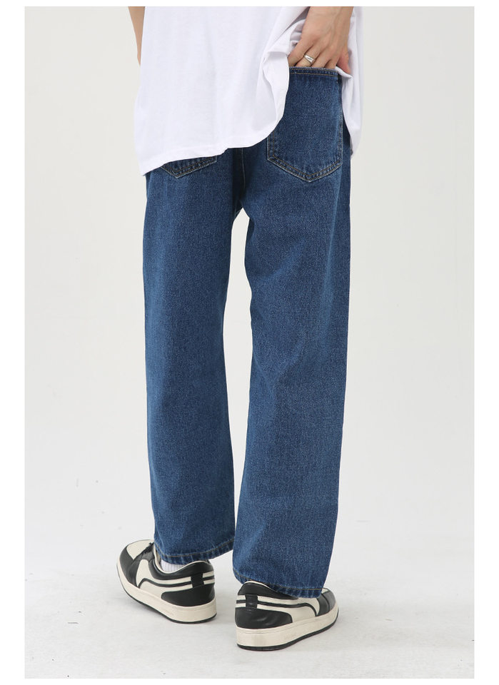 Quần jean nam ống thẳng lửng 9 tấc cạp vừa phong cách Hàn Quốc — Màu xám, Màu đen, Xanh denim, Xanh lam đậm chi tiết 13