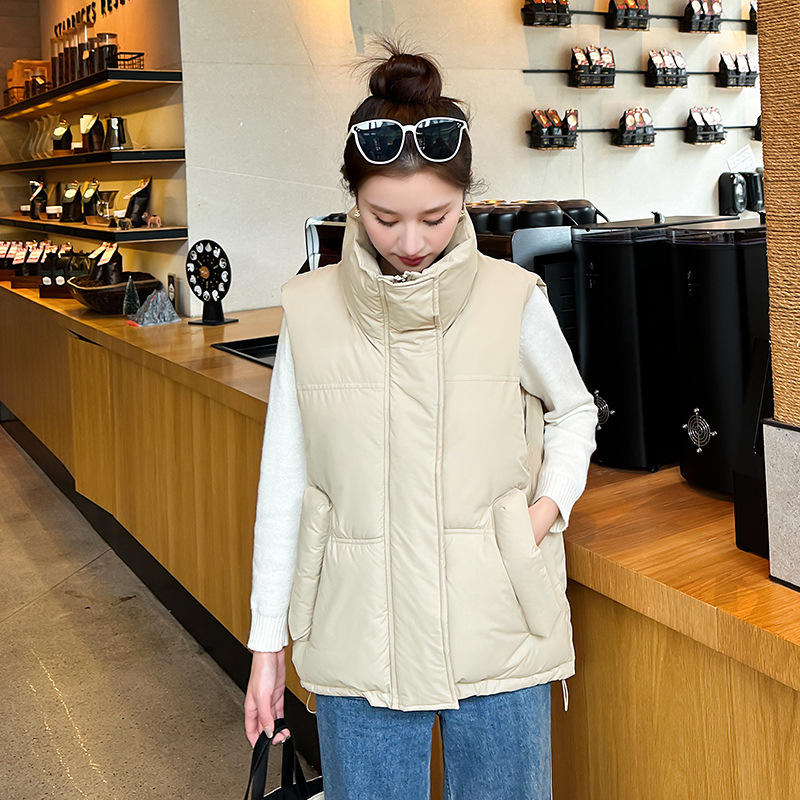 2024 otoño y invierno nuevo chaleco de algodón de plumón corto para mujeres collar grueso chaleco de hombro de camisa casual universal abrazadera image 6