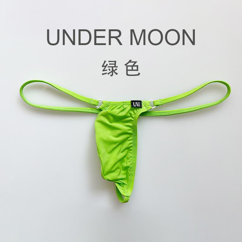 [Factory] upturned thin belt men's low waist thong solid color ice silk wholesale sexy men's pants underwear T001