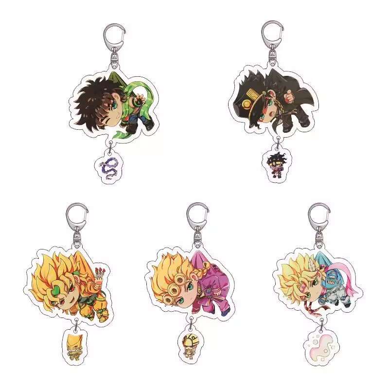 Anime Acrylic Keychain JOJO's Wonderful Adventure Joruno Bruno Transparent Pendant Creative Jewelry