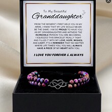 跨境新款帝皇石手工编织手串不锈钢镂空爱心吊坠简约双层手链礼盒