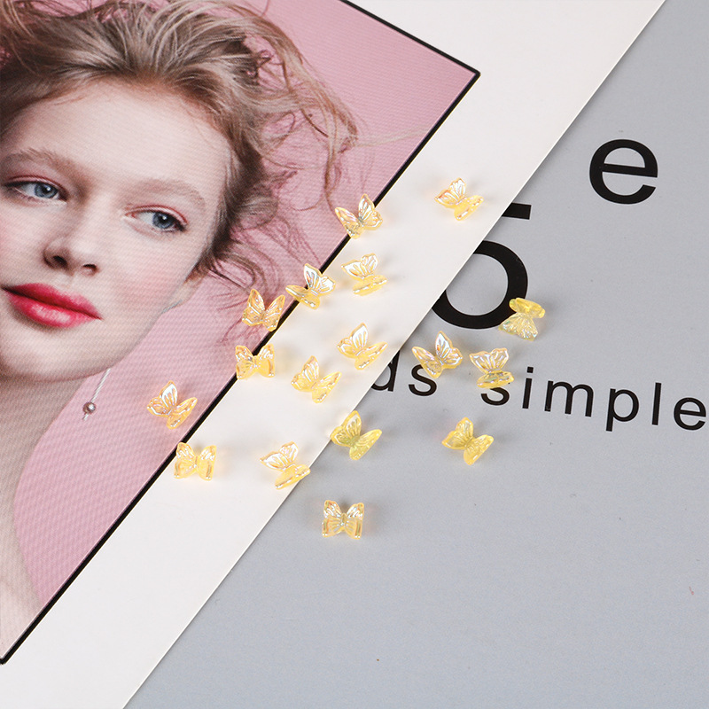 Mariposa de cristal transparente parche de uñas accesorios de bricolaje acrílico tridimensional hecho a mano de resina accesorios de plástico imitación de uñas