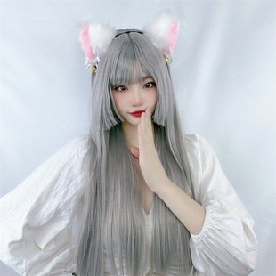cosplay造型假发女长直发公主切齐刘海彩色姬发式lolita假发头套-阿里巴巴