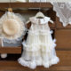 Girls Sweet dress Summer New Little Girl Sequin Vest Dress Cute Mesh Princess Dress EXB052