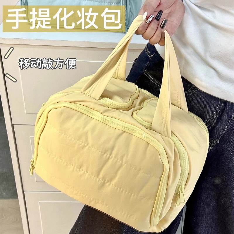 蓬松双宽开口化妆包定制便携外出分区护肤彩妆收纳包大容量旅行包|undefined