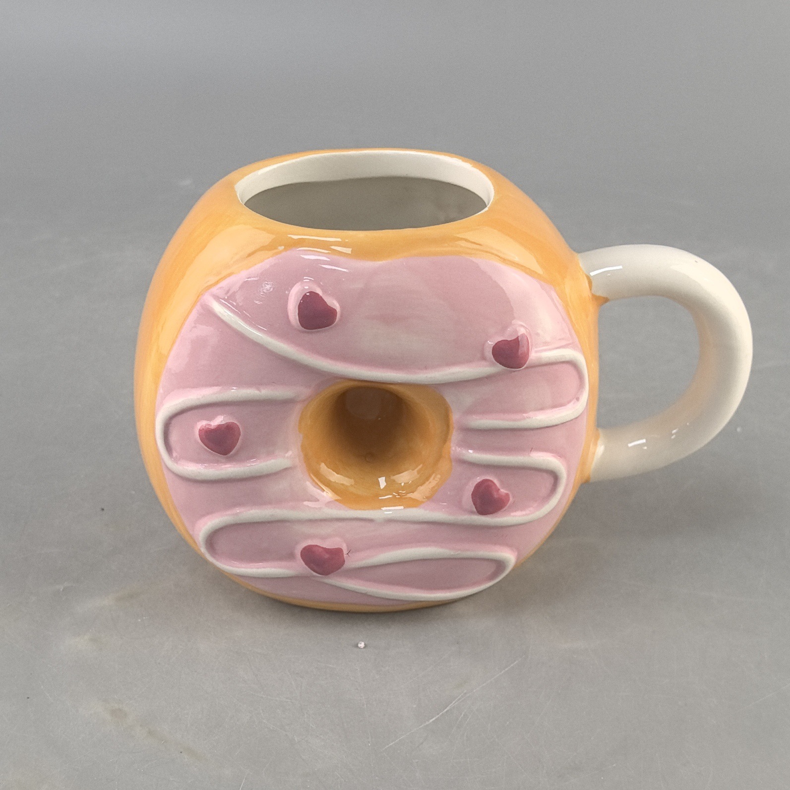 Creativo encantador corazón de una niña cerámica donut de estilo taza de café de oficina taza de alto valor facial taza