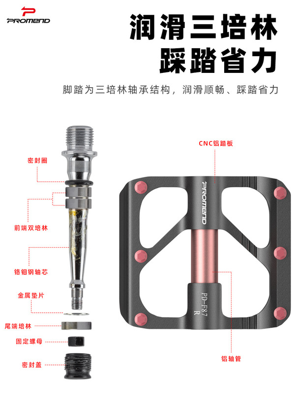 自行车脚踏轻量铝合金电镀三培林公路车折叠车复古轴承单车踏板|undefined