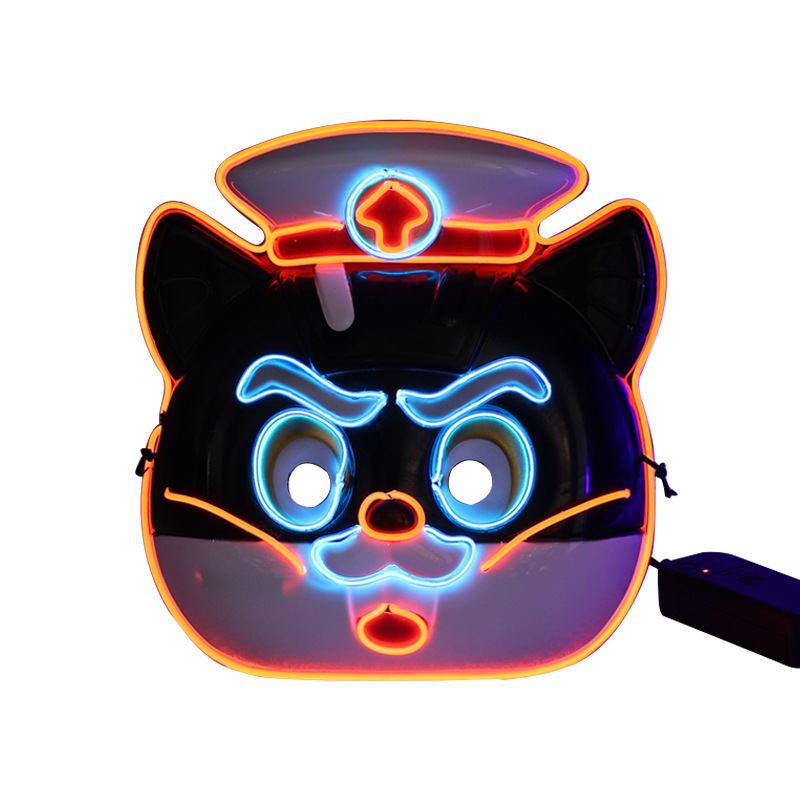 Transfronteriza máscara de gato negro brillante caliente clown bar DJ nightclub LED máscara de luz fría máscara de luz nocturna máscara de iluminación