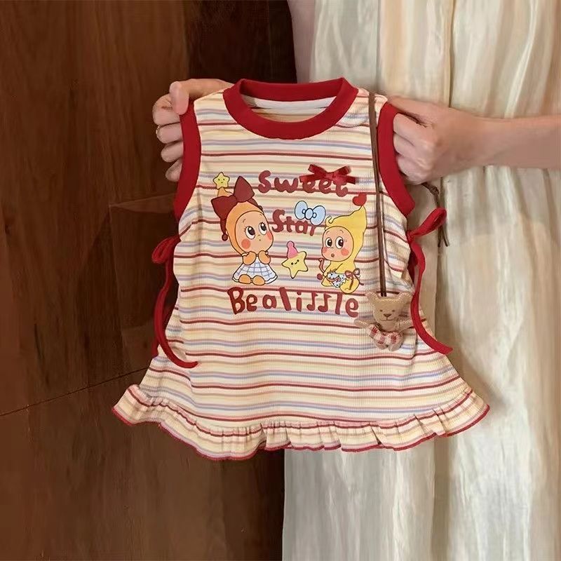 Girls' Summer Dress with Star Pattern, 2026 New Summer Style, Cartoon Casual Stylish Dress for Babies and Children Girls' Summer Dress with Star Pattern, 2026 New Summer Style, Cartoon Casual Stylish Dress for Babies and Children