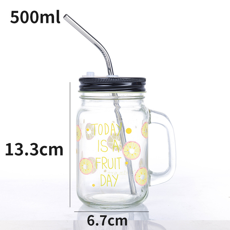 Fábrica al por mayor Polla taza Internet celebridad gradiente color Mason taza paja vidrio taza con mango fútbol taza de agua