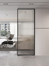 玻璃隔断客厅屏风入户正对门卧室卫生间半墙水波纹玄关