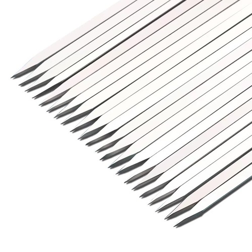 BBQ skewers, stainless steel flat skewers, mutton skewers, barbecue tools, skewers accessories, household barbecue iron skewers, barbecue needles 50
