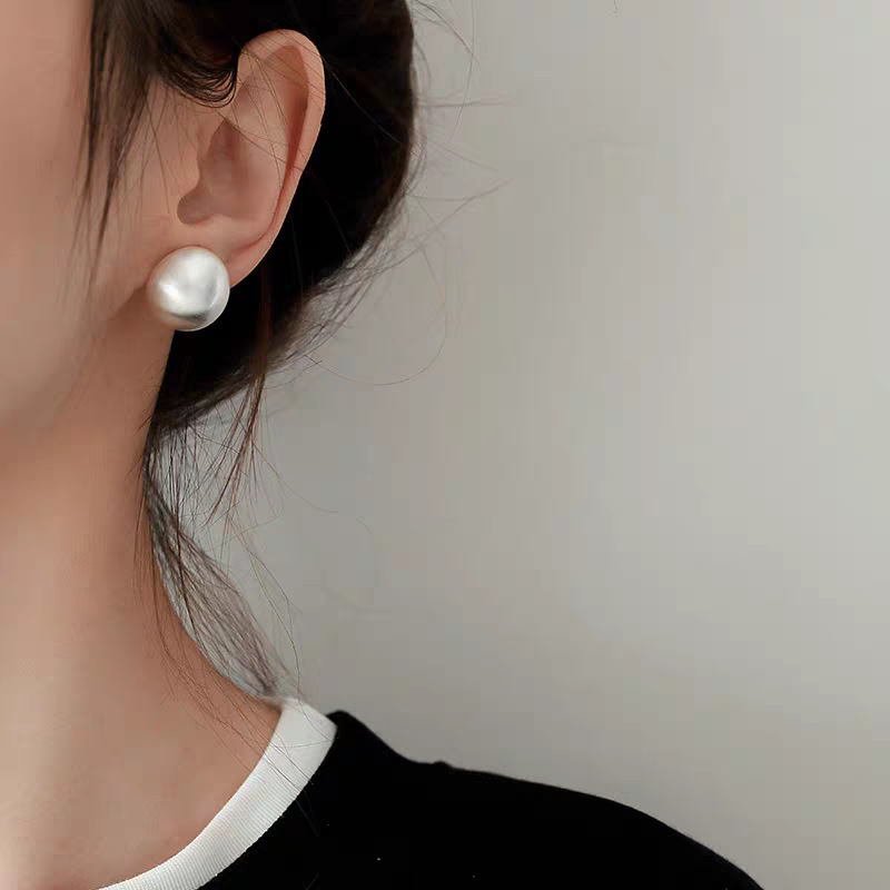 41 # Silver brushed ball earrings