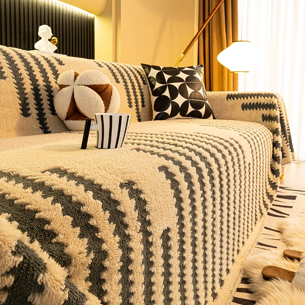 〔✰✰✧✧〕Shu Cotton Velvet Sofa Cover - Gray [Warm Winter Limited Edition, Warm at the Touch]〔✰✰✧✧〕