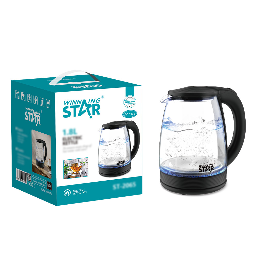 Winningstar hogar 1.8L vidrio de borosilicato alto cuerpo de olla de oro doble control de temperatura agua hirviendo 110V hervidor eléctrico americano