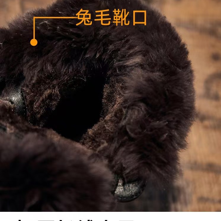 2024 Winter Neue Vielseitige Echtes Leder Kaninchen Fell Schnee Stiefel Für Frauen Mit Dicken Samt Kurze Stiefel, neue Hohe_voghion.com
