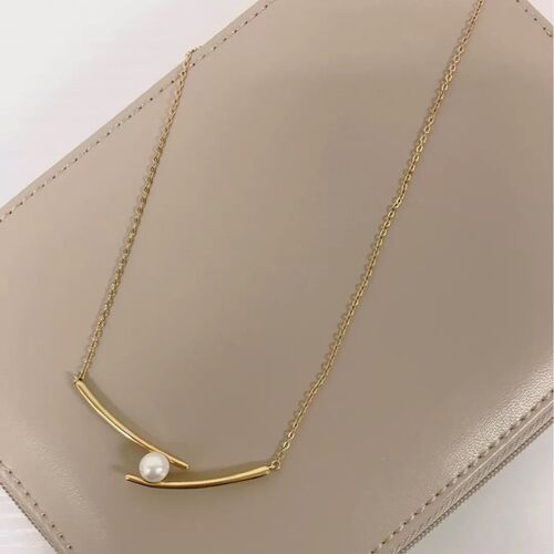 Korean-style pearl chopsticks necklace, simple new style female ins cool style niche temperament internet celebrity clavicle chain necklace