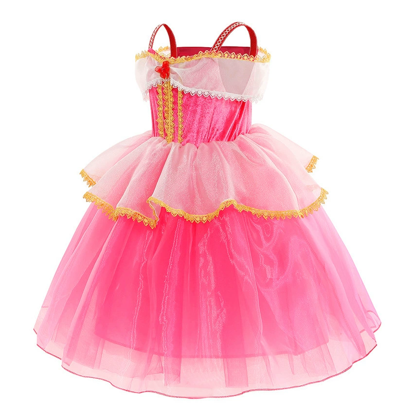 Новое Sleep Beauty Pink Little Flower Ai Luo Princess Платье Новое Pink Sleep Beauty Популярная сетка юбка