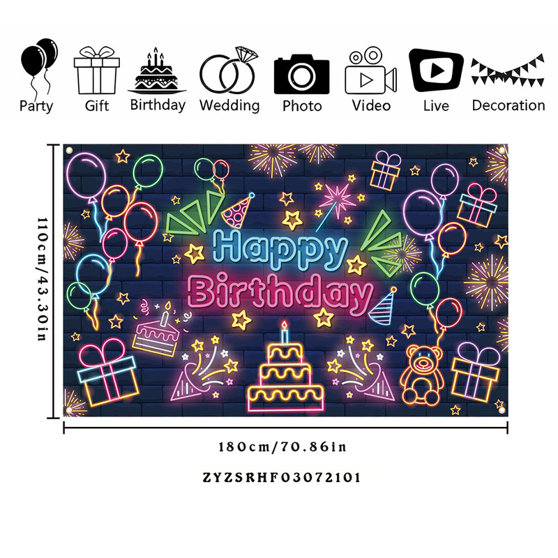 跨境新款生日快乐背景布横幅装饰节日派对氛围场景布置用品旗帜|undefined