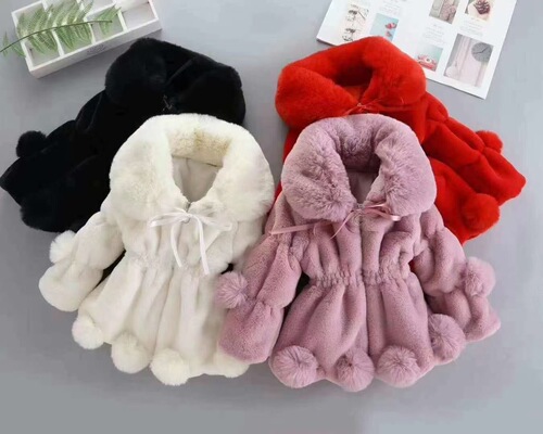 Women's children's winter and autumn new fashion wool sweater children's imitation fur ear-thick padded jacket