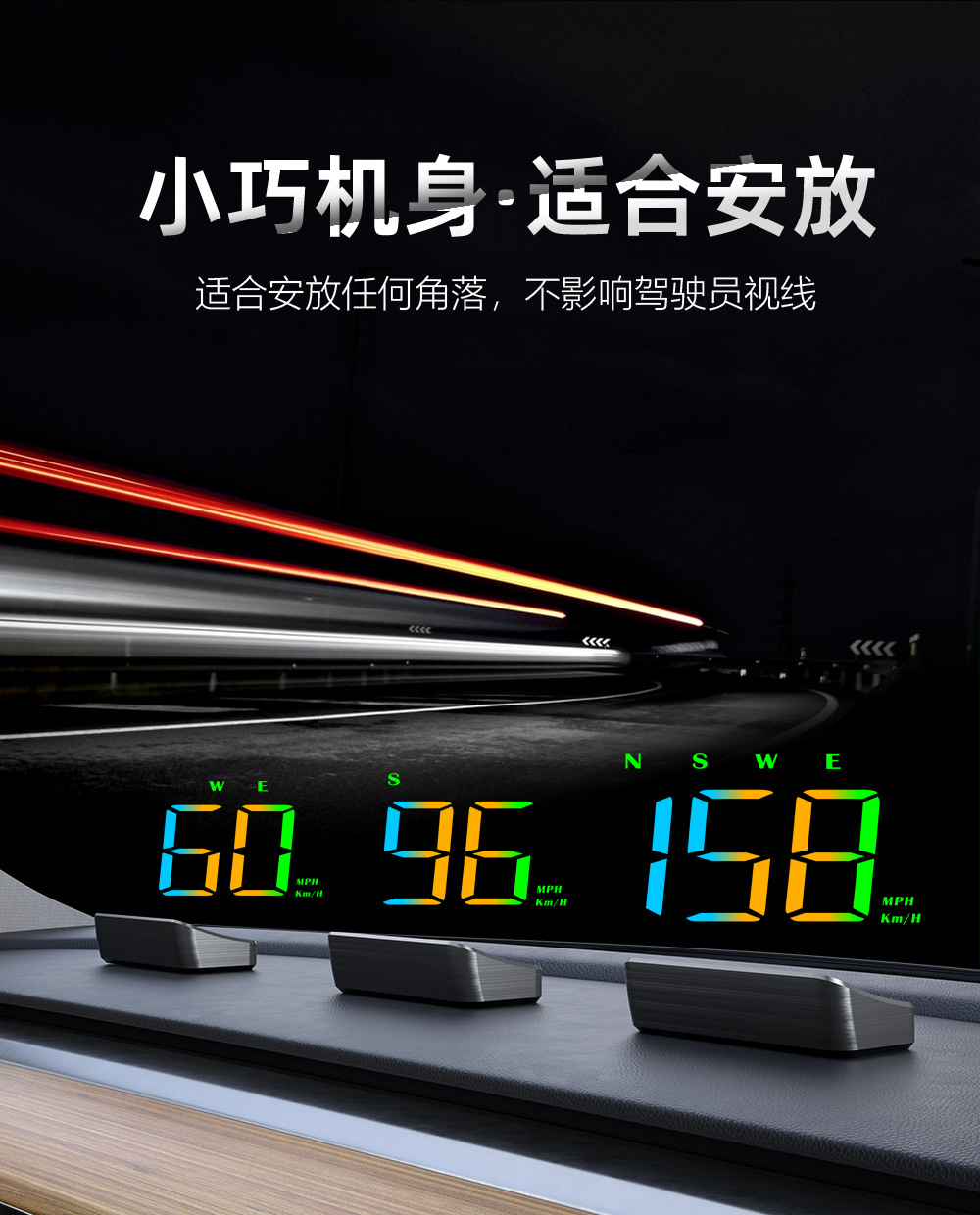 Hud Head-Up Display Car Color Screen Speedometer Universal Gps Speedometer High-Definition Reflective Head-Up Car Display
