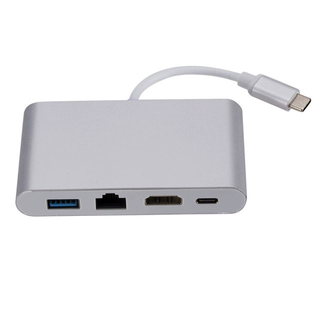 Type-C на USB3.0 + гигабитный LAN + HDMI + питание, многофункциональная 4-в-1 док-станция