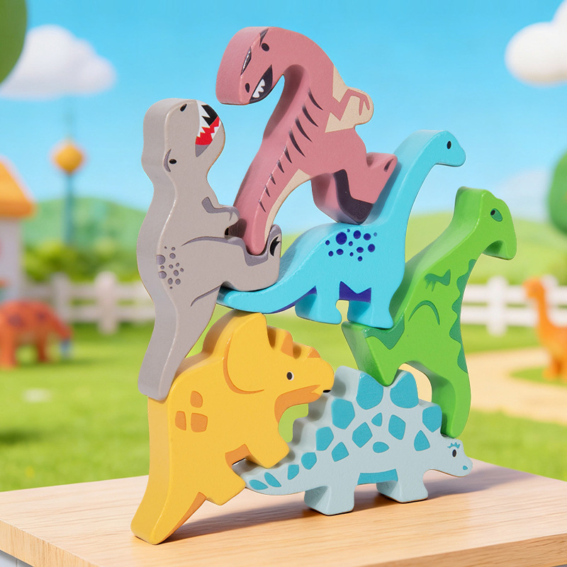 Dinosaurios transfronterizos superpuestos altos animales de equilibrio superpuestos bloques de construcción para niños iluminación divertida puzzle juegos de mesa al por mayor