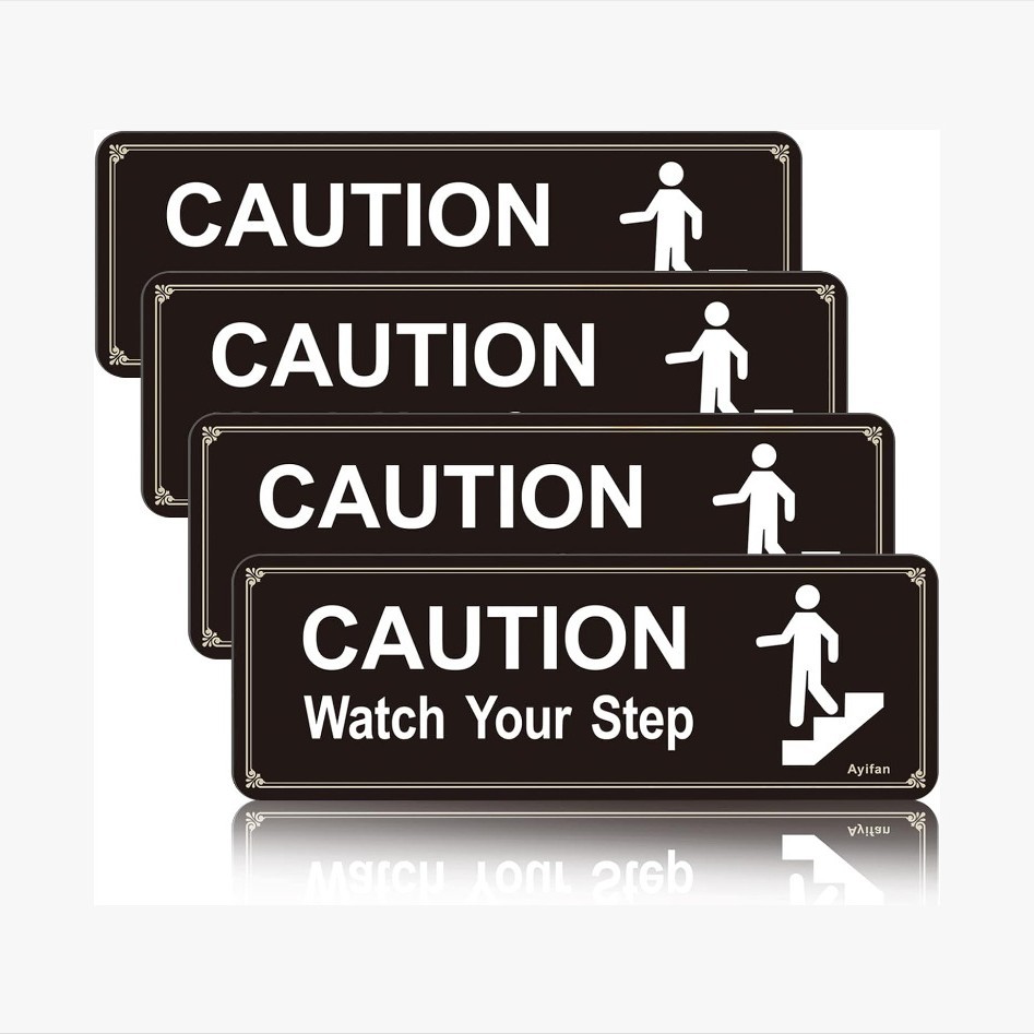 跨境热销小心台阶标志地板亚克力带符号自粘适用于家庭和办公室