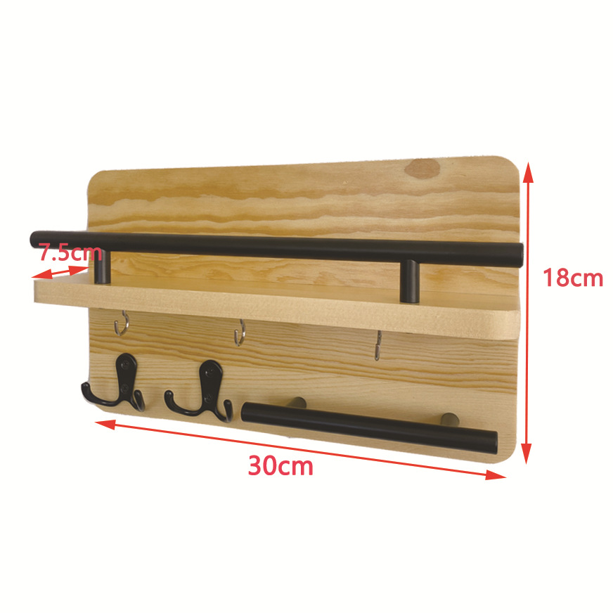 Entrance Door Decor Kitchen Bedroom Key Holder Wooden Coat Hook Wall Mounted for Collecting Keys Letters Bills