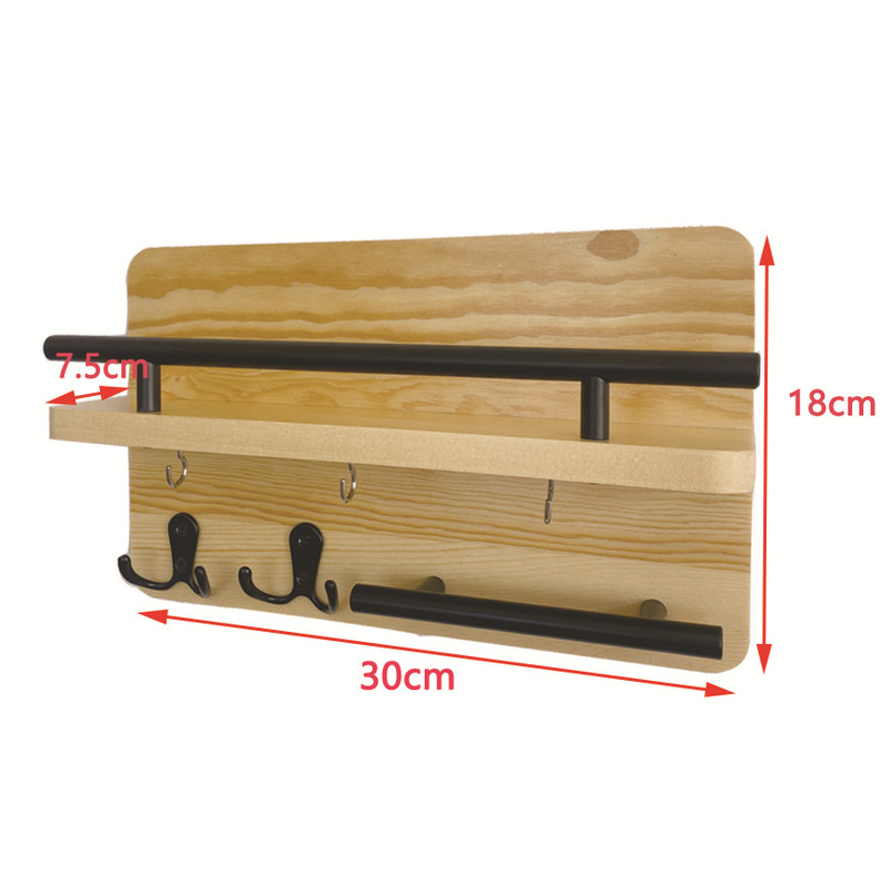 Entrance Door Decor Kitchen Bedroom Key Holder Wooden Coat Hook Wall Mounted for Collecting Keys Letters Bills