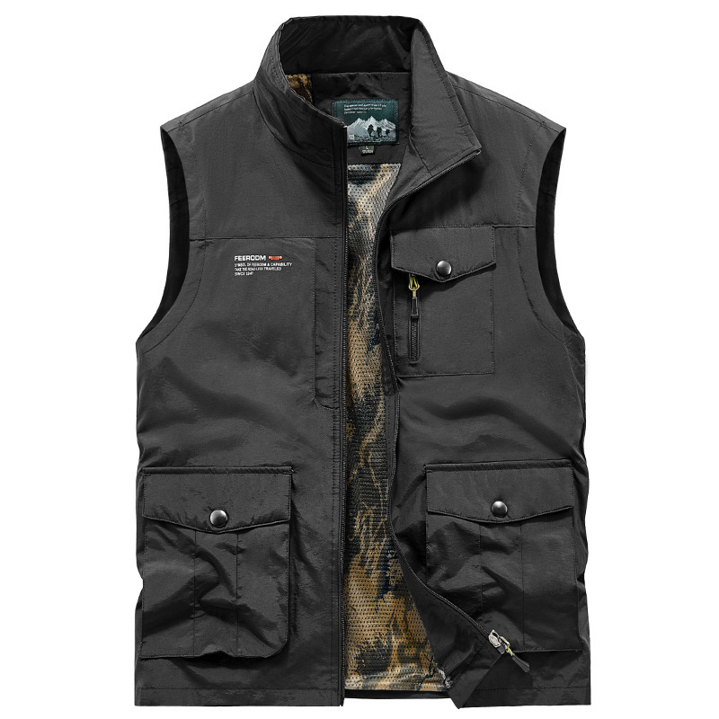 Nuevo chaleco de hombre casual chaleco de cuello al aire libre chaleco de fotografía chaleco de primavera y otoño chaleco de cuello de hombre chaqueta