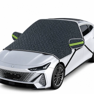 Anti-Freeze, Anti-Frost, Anti-Snow Cover, Car snow shield - high-gloss-glitter-edging-universal-large-size6-strapsthree-window-coverage