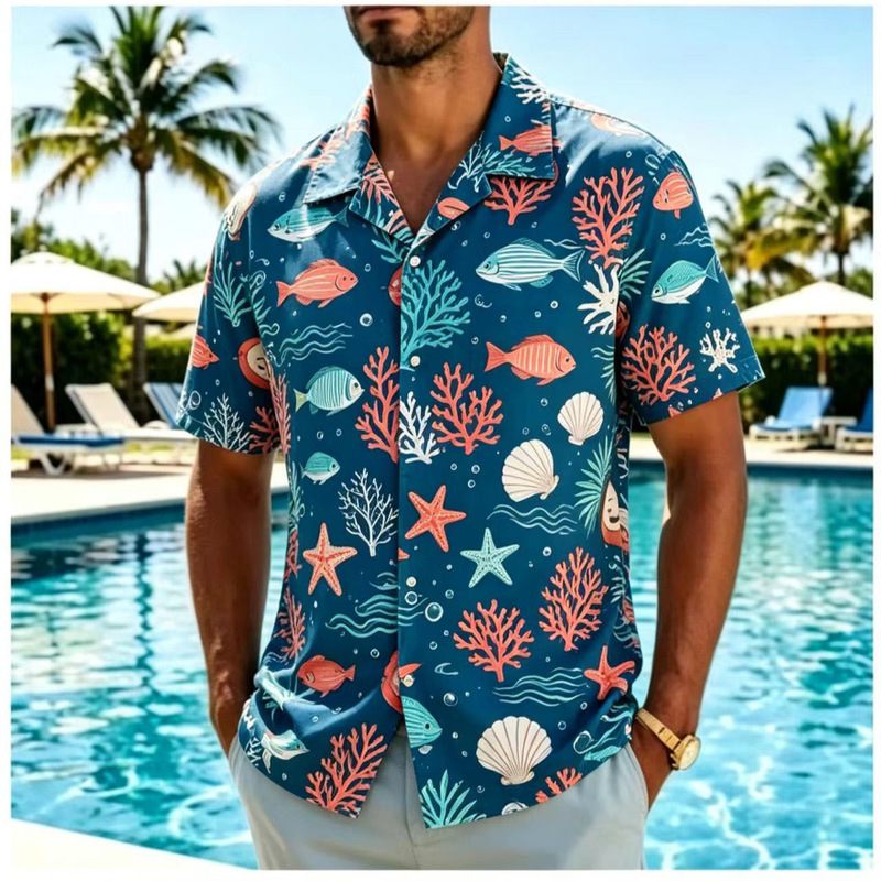 2026 Summer Men's Fun Fruit Print Hawaiian Shirt for Pool Party, Vacation, and Daily Wear 2026 Summer Men's Fun Fruit Print Hawaiian Shirt for Pool Party, Vacation, and Daily Wear