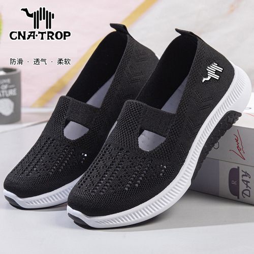 Feiwei mesh breathable women's shoes lazy slip-on mom's shoes flat casual non-slip soft-soled sneakers