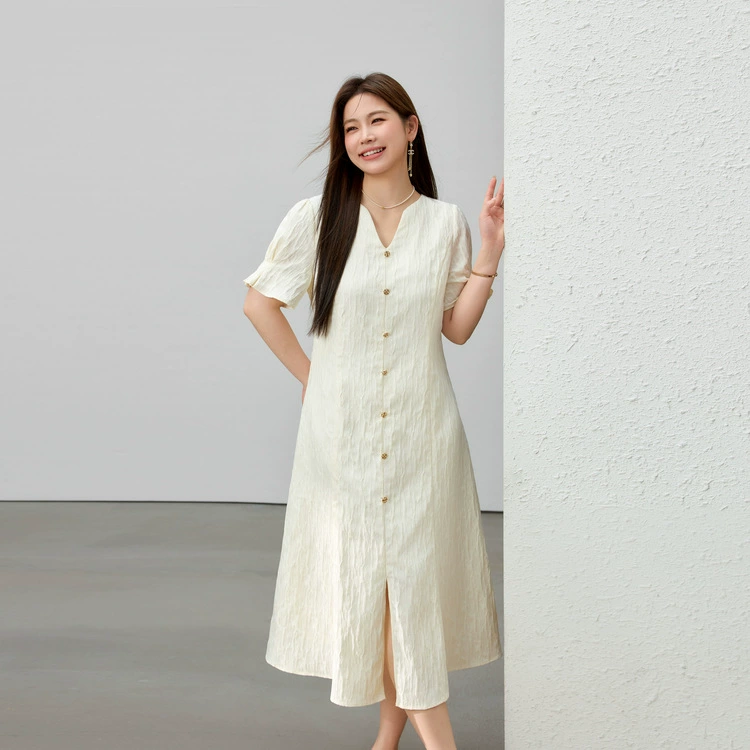 [Французское элегантное и изысканное жаккардовое платье с разрезом] Тонкое и красивое женское летнее платье больших размеров толщиной мм, новый стиль