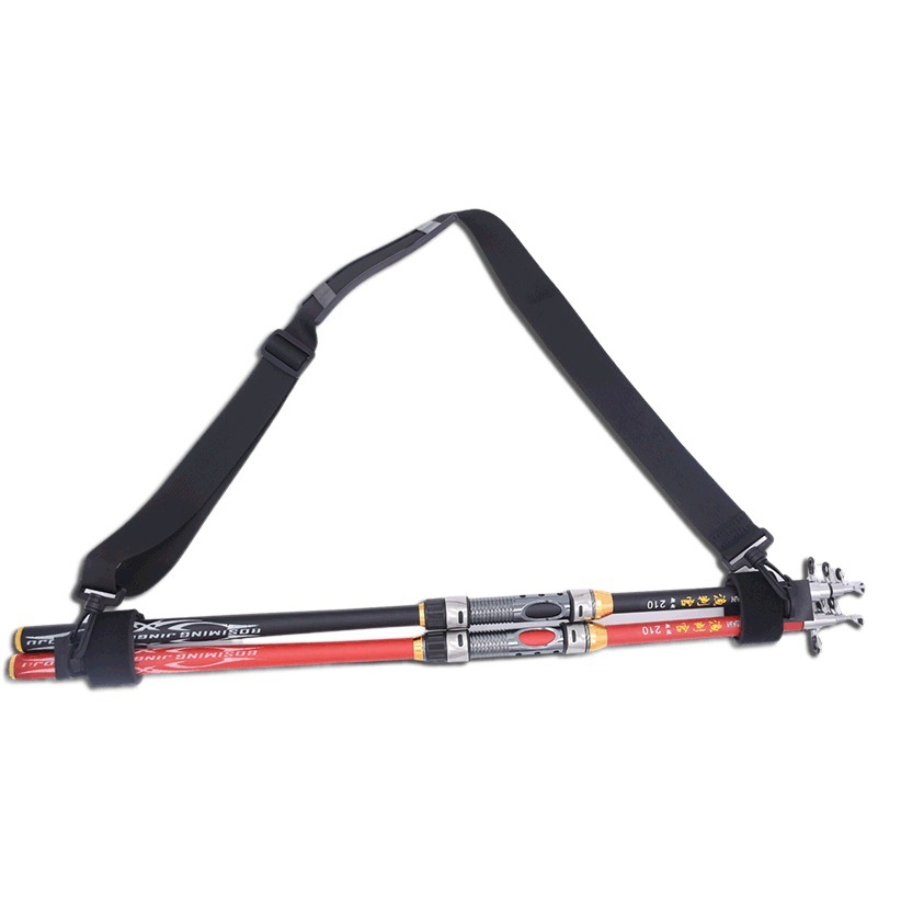 Varilla de haz Luya con correa de caña de pescar varilla correa de hombro varilla de unión con caña de pescar con mosca accesorios de artes de pesca combinación de correa de caña de pescar