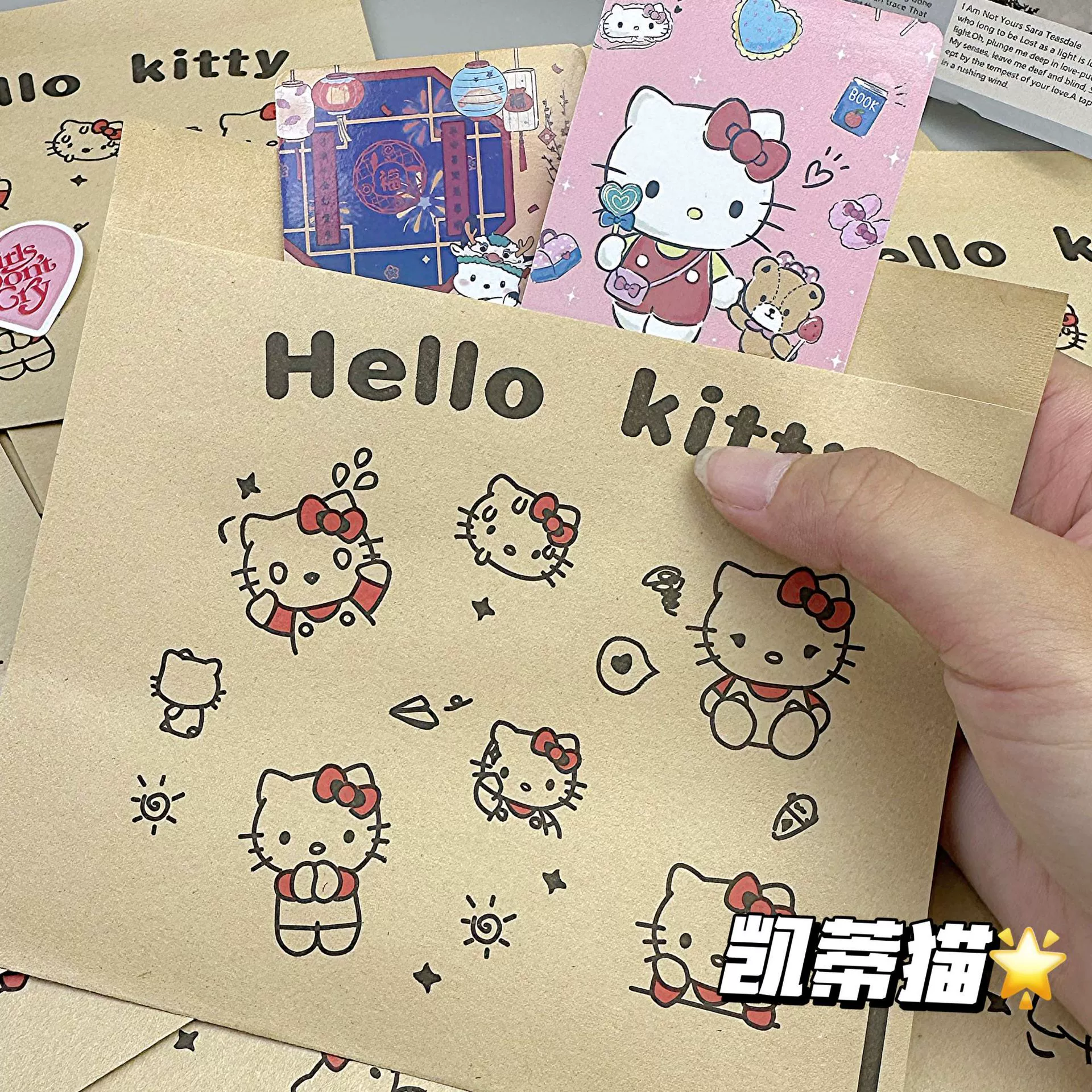 Hello Kitty крафт-бумажный пакет, непрозрачный самозапечатывающийся упаковочный пакет, утолщенный упаковочный материал большой емкости, подарочный пакет
