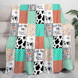 可爱卡通拼图毯子轻质法兰绒数码印花羊毛毯沙发办公室沙发床旅行