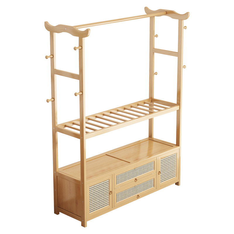 Piso percha dormitorio sala de alquiler casa percha de ropa interior de madera maciza rack de almacenamiento simple perchero
